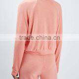 Women Lounge Wear Pink Plain Girl Casual Sweatshirt Without Hood thumbnail-3