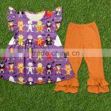 Baby Girl Halloween Fancy Orange Pants With Ghost Ruffle Outfits thumbnail-1