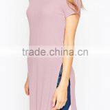 Longline Jersey Viscose Blank t Shirt With Side Splits Detail thumbnail-1