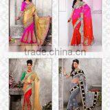 Elegant Golden & Red & Green Color Combination Blooming Bliss Designer Sarees Collections thumbnail-5