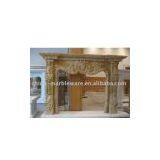 yellow marble fireplace with women pate sculpture (L180cm)