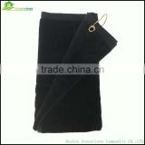 Cotton golf towel sports towel with metal grommet plain golf towel with clip
