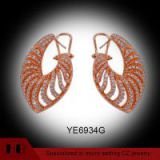 Wholesale Panyu  Factory Micro Pave CZ Rose Gold Plating Clip-on Silver Earrings