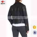 High Quality Custom Your Deisgn Women Fashion Motocycle Biker Black Short Genuine Leather Jacket Made in China thumbnail-2