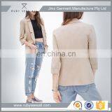 Three Quarter Sleeve Suit Jacket Nude Color Ladies Office Wear Casual Style Fashion Suit Jacket for Mature Women thumbnail-1