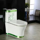 Bathroom good sales green decal ceramic siphonic one piece toilet