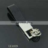 Black PU Leather Silver Metal Keychain Promotional Impressing Leather Keyring thumbnail-2
