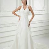 Halter Top Fit and Flare Taffeta Wedding Dresses with Pickups