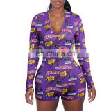 wholesale 2020 Adult female summer fashion fully printed bodycon jumpsuit bodysuit