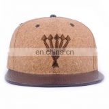 wholesale custom cork snapback hat cap and leather brim hat