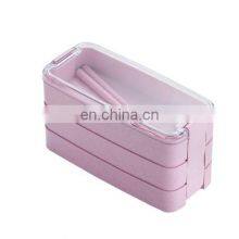 900Ml Healthy Material Lunch Box 3 Layer Wheat Straw Bento Lunch Box Set Wheat Straw Bento Boxes thumbnail-3