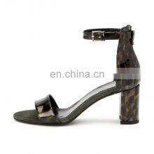 Ladies Fancy Design High Heel Patent Leather Sandals Shoes Women Covered Heel Shoe thumbnail-5