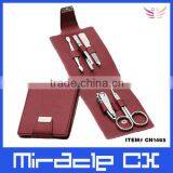 Red PVC Pouch 5 Pcs Manicure Set