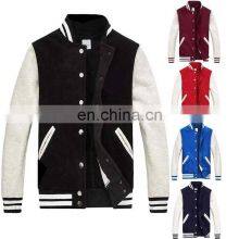 Custom Your Logo Cotton Fleece Varisty Jacket Long Sleeve Banded Collar Letterman Jacket Baseball Jacket For Men thumbnail-3
