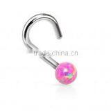 Faux Opal 316L Surgical Steel Nose Piercing Rings Body Jewelry thumbnail-1