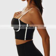 Factory Sale Contrasting Colors Backless Sports Bras Sling Straps Yoga Fitness Tops thumbnail-3