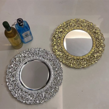Luxury Gold Mirror Plastic Round Charger Plates Decorative Dinner Dishes & Plates For Wedding thumbnail-3