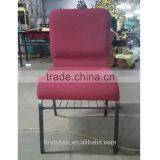 Modern Red Fabric Steel Pew Church Chair thumbnail-3