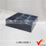 Shabby Black Wooden Tray With 7 Compartments