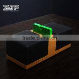 ZJF Black Leather Shoe Stool in Design Retail Wooden Trying Stool thumbnail-1