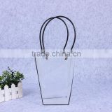 pp material clear plastic flower bag with handle for flowers