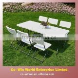 7PK black or white rattan patio outdoor portable folding table and folding chair garden set