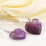 Women Wear Jewelry Purple Pink Heart Shaped Stone Pendant Earrings thumbnail-2