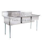 Freestanding Restaurant Kitchen 3 Three Compartment Commercial Stainless Steel Sink for Catering Services thumbnail-5