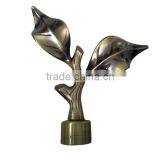 home decor zinc alloy leaf metal curtain finial