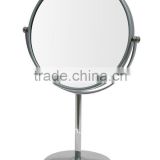 Silvery cosmetic table mirror