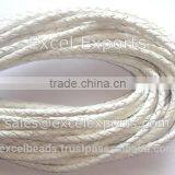 Leather Cords Braided White from India for jewellery