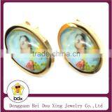 Best Selling Religious Gift Stainless Steel Christians Resin Tone Immaculate Virgen Mary De Guadalupe Face Christ Stud Earrings thumbnail-1