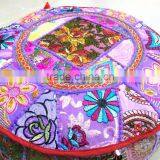 Traditional Indian Bohemian Ottoman Cover Decorative Handmade Large Pouf