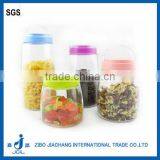 Set of 3 Clear Cylinder Glass Cand y Pot With Handle Cap thumbnail-1