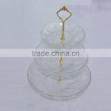 Deep Round Glass Plate Set With Golden Plating Metal Holder thumbnail-2