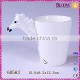Modern Simple Ceramic Horse Animal White Coffee Mug thumbnail-3