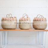 Blush Color Pompom Vietnam Folding Seagrass Basket, Natural Color