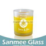 Round Gift Set Frosted Lemon Decal Glass Candle Holder thumbnail-2