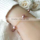 8-9 mm Purple Rice Shape Freshwater Pearl Bracelet thumbnail-3