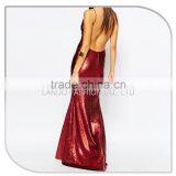 Wine Red One Piece Girls Party Dresses Pictures of Latest Gown Sexy Deep v Floor Touching Evening Dress thumbnail-2