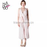 HAODUOYI Women Sexy Deep V Jumpsuits Wide Leg Playsuits Sleeveless Rompers