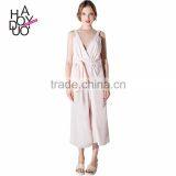 HAODUOYI Women Sexy Deep V Jumpsuits Wide Leg Playsuits Sleeveless Rompers thumbnail-1