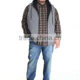 Draw-strings for Hood Adjustment Hoodie Vest Quilted Fleece Construction Sleeveless Vest Hand Pockets With Zipper thumbnail-3