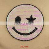 Emoji Smile Sequined Badge Applique Bag Clothes Embroidery Patch Sewing Supply thumbnail-4