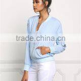 MGOO Custom New Designs 100% Polyester Custom Jackets Women Sky Blue Padded Coat Muslim Fit Fashion Tops thumbnail-5