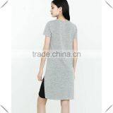 Fashion Design Womens Short Sleeve Side Split T Shirt Soft 100% Cotton Plain Solid Grey T Shirt Loose Longline T Shirt Dress thumbnail-3