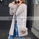 Large Size Real 2016 Winter New Women Fox Fur Collar Rabbit Fur Coat Outwear Female thumbnail-5