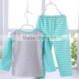 Wholesale 100% Cotton 2 to 6 Year Old Children Winter Stripe Pajamas Children Clothing Set thumbnail-3
