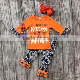 baby girls Halloween clothing girls are you kitten me right meow outfits girls Halloween outfits Damask capri with accessories