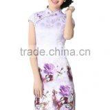 Ladies 100% Cotton Short Sleeve Reformative Chinese Traditional Elegant Qipao Dress thumbnail-1